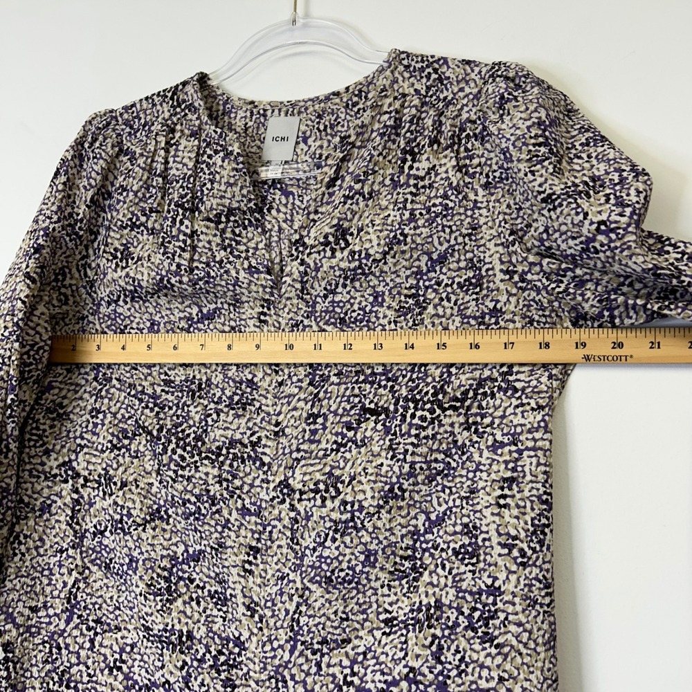 ICHI Ihacoto Long Sleeve Dress Women's 36 8 US Purple Print Tie Waist - Picture 7 of 11